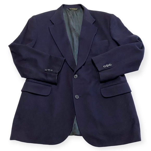 Vintage Navy Cashmere Sport Coat Blazer Jacket M-L - Picture 3 of 13
